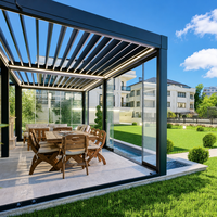 Wasserdichte Einziehbare Aluminium-Pergola mit Verstellbaren Lamellen, Motorisierte Bioklimatische Gartenlaube, Großhandel ab Werk