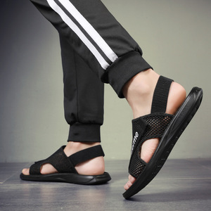 Sandales d'été pour hommes, sportives, plates, respirantes, à enfiler, noires, décontractées, chaussures de plage tendance - Product Image 4