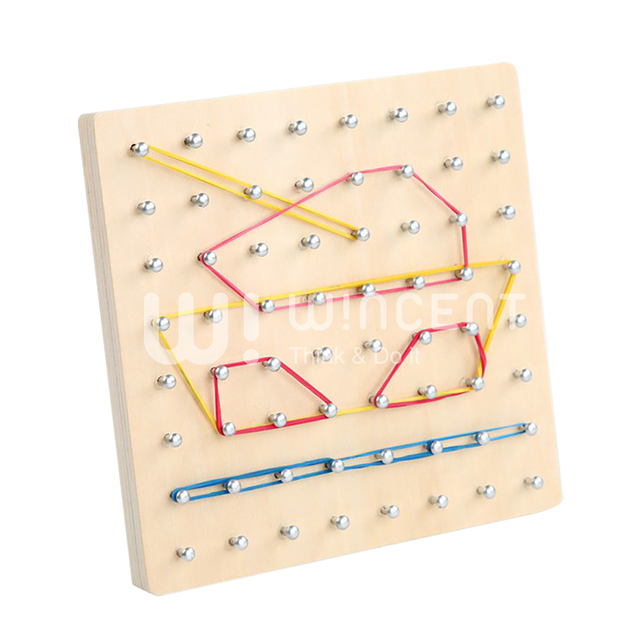Wooden Geoboard Mathematical Geometry Shape Pattern Rubber Band Montessori Educational Toy Preschool Learning Fine Motor
