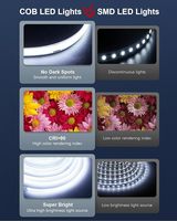 Bande LED COB flexible à découpe libre, haute luminosité, blanc 6000K 4000K 2700K, CRI 90, 12V 24V, 8mm, dimmable