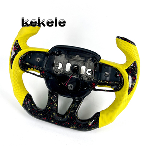 Volante Deportivo de Fibra de Carbono Forjado Rojo Estilo F1 Amarillo para Dodge Charger Challenger Hellcat SRT <span class=keywords><strong>RT</strong></span> 392 Scat Personalizable - Product Image 4