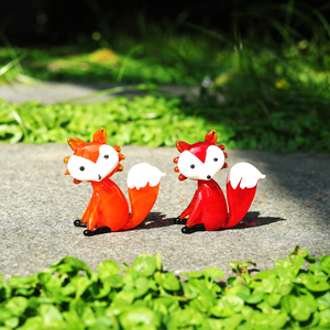 Juego de 2 Figuras Decorativas de Cristal con Forma de Zorro, Color Rojo, Ecológicas, para Decoración del Hogar y Oficina - Product Image 3