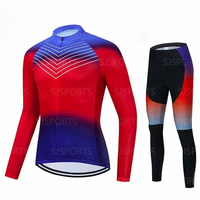 Set Bersepeda Unisex Desain Baru Kustom Celana Sepeda Lengan Panjang Jersey Bersepeda Anti-UV Bernapas Cetak Sublimasi