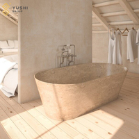 Baignoire à remous portable YUSHI en travertin au design européen moderne pour la décoration des salles de bain d'hôtels et de villas intérieurs