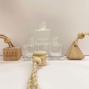 Empty 5ml/8ml/10ml Clear Glass Perfume <b>Bottle</b> For Car Air Freshener Diffuser With Screen Printing And Wooden Lid - Product Image 4