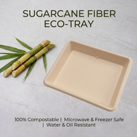Plateaux jetables en bagasse de canne à sucre, écologiques et compostables, pour fruits et aliments frais
