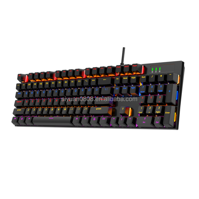 Factory Price Direct Sale Wired USB104 Keys Mechanical Keyboard RGB Backlight Ergonomic Computer Mechanical Gaming Keyboard