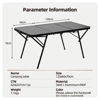 Table pliante en aluminium noire portable pour camping en extérieur, vente en gros, fournisseur direct, pour l'exportation et les projets