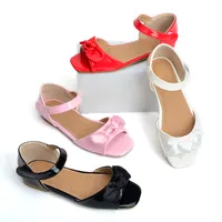 في الأسهم سريعة التسليم الشريط القوس جلد طبيعي صنادل أطفال الفتيات حذاء للأطفال