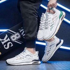 Chaussures de course décontractées de sport blanches à la mode pour hommes avec semelle épaisse en maille respirante avec fermeture à lacets-Caractéristique antidérapante - Product Image 6