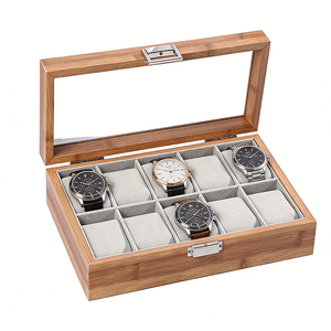 Kotak Penyimpanan Kayu 12 Slot Kelas Atas untuk Jam Tangan dengan Tutup Kaca, Kotak Pajangan Jam Tangan <span class=keywords><strong>2</strong></span> Lapis, Penyimpanan Perhiasan untuk Pria & Wanita, Hadiah - Product Image 3