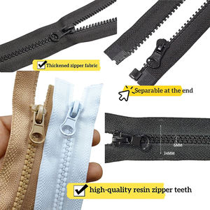 مخصص 16 20 24 28 32 36 40 بوصة سحاب بلاستيكي #5 فصل سحابات الراتنج للسترات أسود بني أبيض - Product Image 3