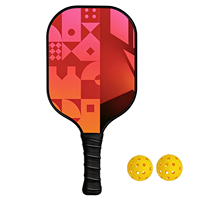 Raquette de pickleball professionnelle en fibre de verre multicolores à motifs géométriques pour un frappeur précis