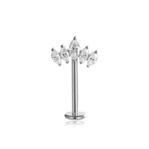 WT F136 Titanio 16G Labret Stud con Corona de Circonita Marquise, Pendiente para Cartílago con Rosca Interna y Parte Trasera Plana, para <span class=keywords><strong>Piercing</strong></span> Helix, Tragus, Conch - Product Image 4
