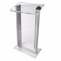 Podio Contemporáneo de Acrílico y Aleación de Aluminio para Iglesia, con Amplia Superficie de Lectura, Venta Directa de Fábrica