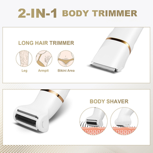 Recortadora de Bikini <span class=keywords><strong>para</strong></span> mujer, afeitadora de cuerpo húmedo/Seco, cabezales de hoja de cerámica reemplazables, maquinilla de afeitar de higiene masculina impermeable con recarga USB - Product Image 5
