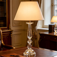 Lampe de table moderne de luxe à LED en cristal, dimmable, avec abat-jour en tissu – Lampe de chevet pour chambre à coucher, salon, hôtel, chambre d'hôtes