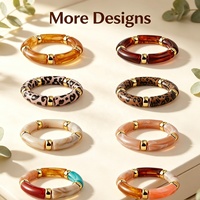 Pulseras Elásticas de Acrílico con Cuentas Gruesas Efecto Marmolado para Mujer, Lujosas y Coloridas, de Resina Geométrica, Venta al por Mayor