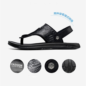 Nouvelles tongs plates en <span class=keywords><strong>cuir</strong></span> véritable pour <span class=keywords><strong>hommes</strong></span>, <span class=keywords><strong>sandales</strong></span> d'été, vente chaude à Dubaï, 38-44, design tendance, tongs, pantoufles, extérieur - Product Image 2