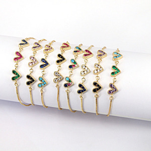 Dia das Mães feminino Dainty Mini Banhado A Ouro Cristal Colorido Cz amor Coração Charm Pulseiras para Mamãe Presentes de Aniversário - Product Image 2