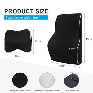 Cojín de Soporte Lumbar y Reposacabezas para Automóvil Personalizado OEM, para Silla de Oficina y Asiento de Automóvil, Juego de Almohadas para el Cuello de Espuma Viscoelástica con Funda de Malla - Product Image 2