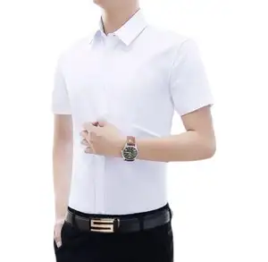봄/여름 흰색 셔츠 남성용 반팔 비즈니스 캐주얼 슬림핏 블랙 작업복 반팔 베스트 남자 셔츠