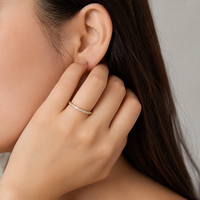 Bague fine en zircon en acier inoxydable avec placage sous vide 14K, pierres blanches et bande facettée de 0,2 cm d'épaisseur, bijoux