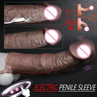 Sextoys masculins réutilisables en silicone, préservatifs pour hommes, manchon de pénis souple noir LM-C-610-3