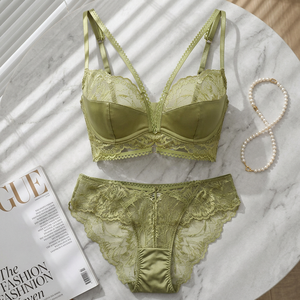 Conjunto de Lencería de Encaje Floral al por Mayor para Mujer, Sujetador con Aros y Bragas, Conjunto de 2 Piezas, Lencería Sexy Estilo Francés para Mujer - Product Image 3