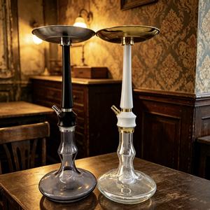 Cachimba Moderna de Vidrio con Mango con Aspecto de Mármol, Punta Metálica, Base Transparente, Pipa de Agua Portátil para Lounge Bar - Product Image 5