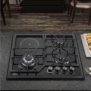 Cookermore <strong>4</strong> <strong>Burners</strong> <strong>Gas</strong> &amp; Electric Hob Black Tempered Glass Panel Built-In Kitchen Appliance - Product Image 4