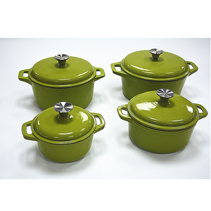 Casserole <span class=keywords><strong>en</strong></span> <span class=keywords><strong>fonte</strong></span> émaillée verte de <span class=keywords><strong>26</strong></span> <span class=keywords><strong>cm</strong></span> avec couvercle - Vente flash - Product Image 3