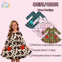 Robe de patineuse à manches longues pour filles Yiyuan, imprimé personnalisé, écologique, respirante, décontractée pour l'école, 3-12 ans