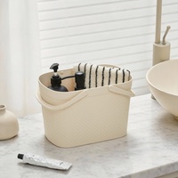 Panier de rangement portable MONR en plastique pour salle de bain et cuisine, avec poignée, texture simili cuir, pour la maison et la cuisine