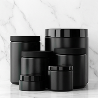 Pots cosmétiques en plastique noir mat vides 300-800 ml, contenants HDPE avec couvercles pour emballage de soins de la peau