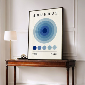 HAOWAI OEM/ODM <span class=keywords><strong>Bauhaus</strong></span> bloque azul lunares pintura decorativa abstracta <span class=keywords><strong>estilo</strong></span> ilustraciones lienzo impresión arte moderno decoración del hogar - Product Image 5