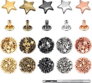 INKNOTE Sets Colors Metal Star Rivets Five Pointed Nails Garment Leather Tacks Studs And Spikes For Clothing Bags Belts Dog Collar - Product Image 1