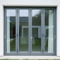 Porte à battant en aluminium sur mesure, double vitrage, verre trempé, option dépolie, cadre robuste 65 mm, insonorisée, appartement, villa, hôtel