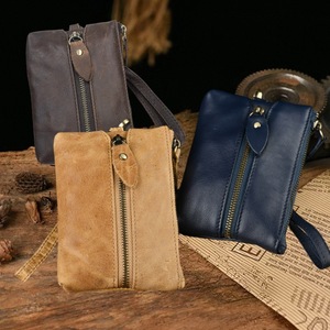 Porte-clés en cuir pleine fleur <span class=keywords><strong>de</strong></span> qualité supérieure, sac <span class=keywords><strong>de</strong></span> rangement multifonctionnel en cuir <span class=keywords><strong>de</strong></span> <span class=keywords><strong>vachette</strong></span> durable, portefeuille portable à fermeture éclair pour clés - Product Image 3
