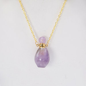 Essential Oil <b>Bottle</b> Necklace Natural Gemstone Necklace Amethyst Pendant Gemstone Necklace Ready to <b>Ship</b> - Product Image 4