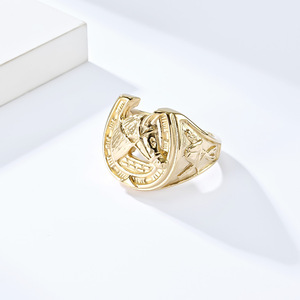 European American Style Horse Head Horseshoe <b>Titanium</b> Steel <b>Ring</b> Unisex Fashion Jewelry Gift Animal Design Black Gold Steel - Product Image 2
