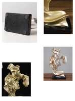 Abstrait Arts or Antique argent femme sur la Base Statue embrassant homme Couple résine Sculpture décor