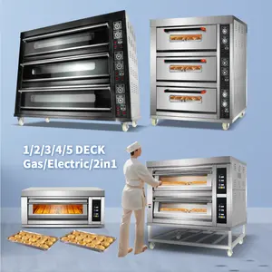 Industrial Electric single phase 2 3 deck gas power baking ovens for making bread and cake bakery restaurant all kinds of pastry