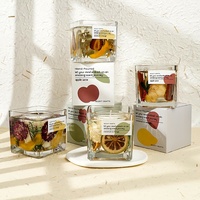 Design tendance Décoration intérieure Marque privée Double pot fait à la main Gelée de fleurs séchées Gel Cire Bougies de cire de soja parfumées