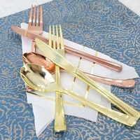 Vente directe usine – Ensemble de couverts jetables (couteau, fourchette, cuillère) plaqué or UV – Fourniture en gros