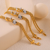 Ensemble de bijoux élégant en acier inoxydable avec chaîne à motif en spirale sertie de diamants