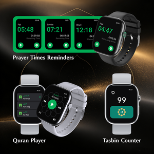 Reloj Inteligente Azan con Notificaciones de Aplicaciones Sociales (<span class=keywords><strong>WhatsApp</strong></span>/Facebook), Horarios de Oración, Brújula Qibla, Contador de Pasos - Product Image 5