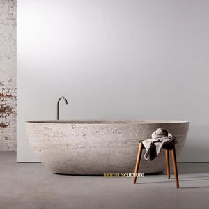 עיצוב חדש יוקרה למבוגרים מזור מגולף יד מגולף טבעי אבן גרניט מקלחת אמבטיה טרוורטין - Product Image 2