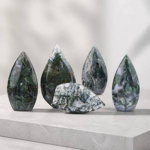 Wholesale Natural Moss Agate Flame Stone Water Drop Shape Polished Moss Agate for Healing Crystal Decor - Product Image 3
