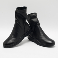 Bottes en cuir véritable imperméables pour femmes avec semelle en caoutchouc et fermeture à lacets